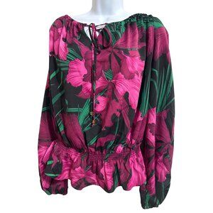 Women's Michael Kors Orchid Floral Blouse Size Large EUC